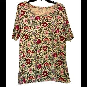 J Jill Pima Cotton Floral Top EUC